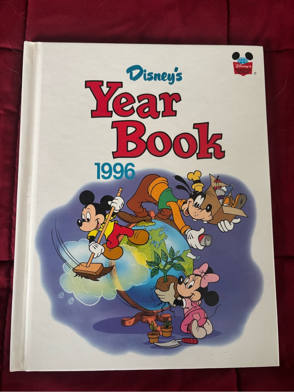 Disney White Year Book 1996 with Red, Blue, Yellow Cartoon Cover